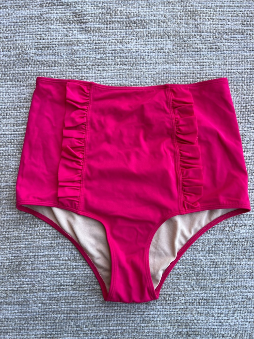 Kortni Jeane Front Ruffle Bright Pink Swim Bikini Bottom size Small
